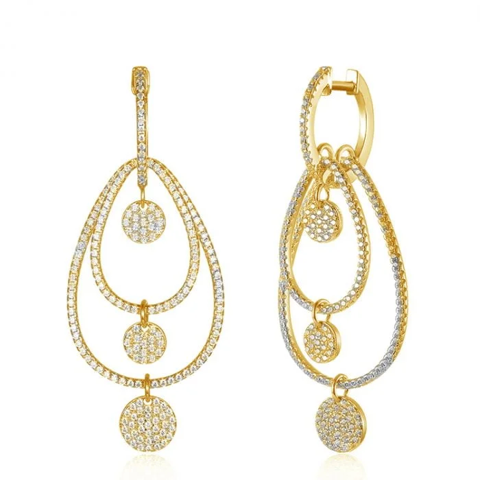 Double ring zircon earrings SES01139