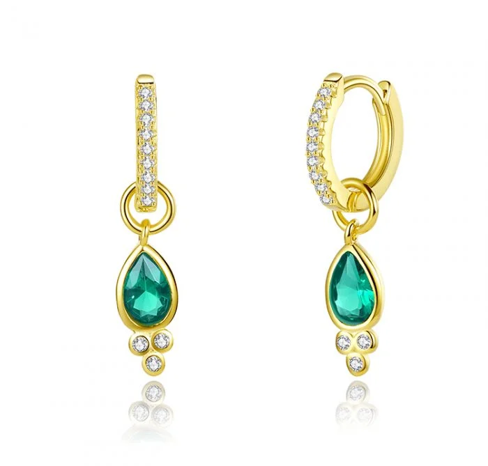 Green drop earrings SES01195