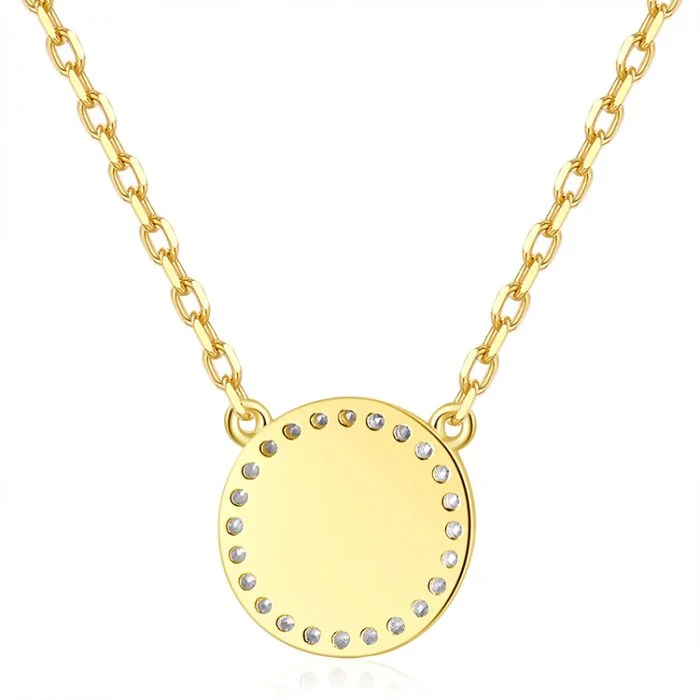 Round Coin Zircon Necklace SNS01296