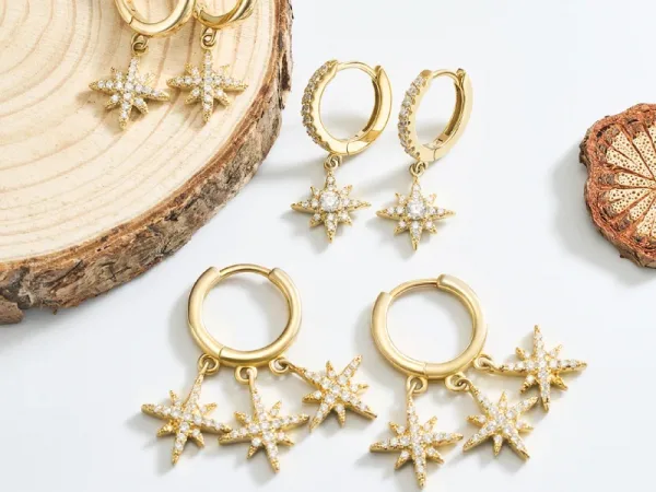 wholesale gold plated star earrings